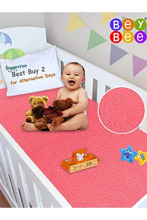 BeyBee Kids 2-Pcs Pink & Grey Cotton Mattress Protectors