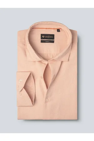 Invictus Men Easy Care Orange Solid Pure Cotton Sustainable Formal Shirt