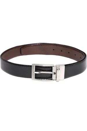 Louis Philippe Men Black Textured Genuine Leather Casual Belt: Buy