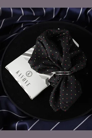 KOVOVE Men Black Polka Dot Printed Pocket Square