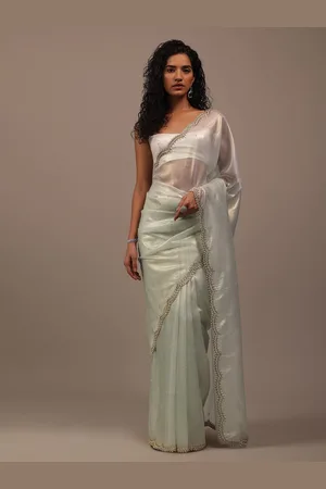 KALKI Fashion Embellished Beads and Stones Tissue Saree