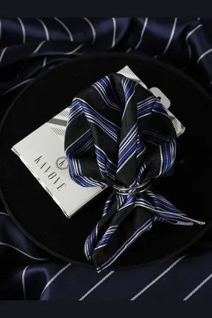 KOVOVE Men Black Striped Pocket Square