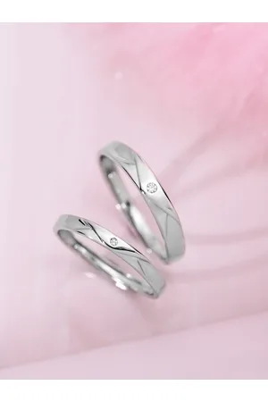 Zavya 925 Sterling Silver CZ Studded Adjustable Couple Rings