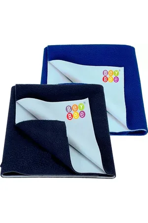 BeyBee Kids Navy Blue & Blue 2 Pieces Cotton Breathable & Lightweight Mattress Protectors