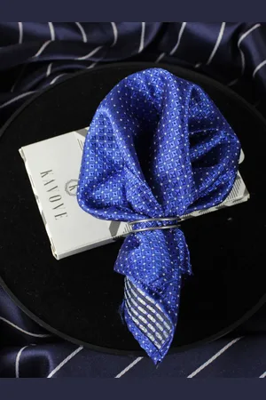 KOVOVE Men Blue & White Self-Designed Pocket Square