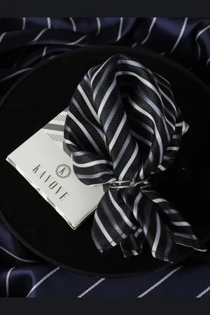 KOVOVE Men The Arrow Black & White Striped Pocket Square