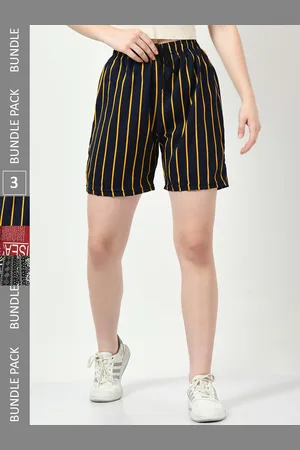BAESD Women Pack Of 2 Striped High-Rise Cotton Shorts