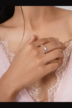 Joker & Witch Women Gold-Toned Purple & Pink Cara Finger Ring