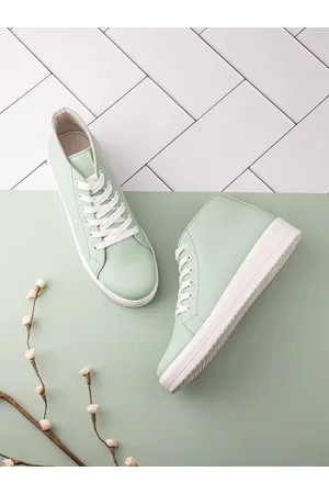 DressBerry Women Sea Green Mid Top Comfort Insole Canvas Contrast Sole Sneakers