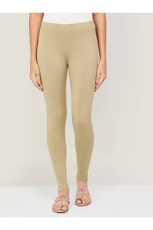 Lifestyle Women Beige Solid Ankle-Length Leggings