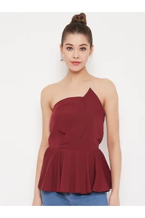 Berrylush Women Maroon Solid Peplum Top