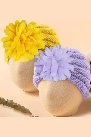 Baby Moo Unisex Kids Set of 2 Woollen Beanie With Floral Embellished