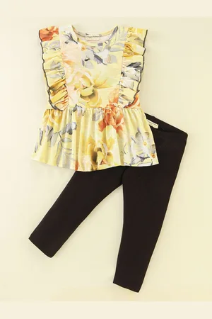 CrayonFlakes Girls Printed Top With Leggings