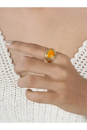 Joker & Witch Gold-Toned & Orange Enamelled Heart Finger Ring
