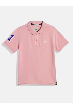 WROGN Boys Solid Polo Collar Applique Knitted Slim Fit T-shirt