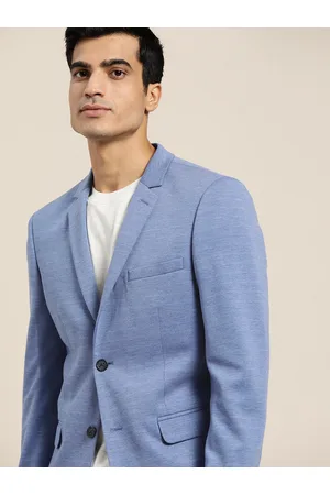 Invictus Men Blue Solid Single-Breasted Slim Fit Smart Casual Blazer