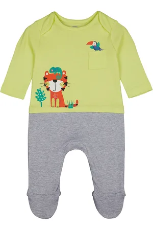 Mothercare Infants Green And Grey Printed Rompers