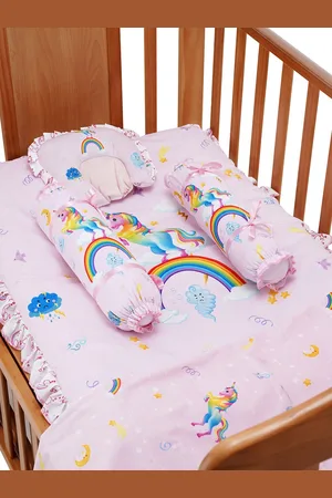 Baby Moo Infants Printed Mattress Set With Neck Pillow and Bolsters