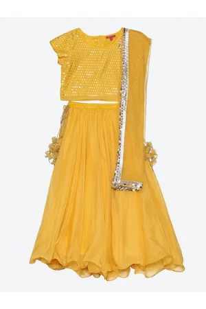 Biba Girls Yellow Ready to Wear Lehenga & Blouse With Dupatta