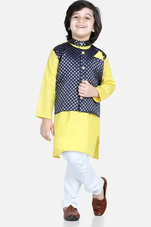 BownBee Boys Straight Pure Cotton Jacquard Kurta With Pyjamas
