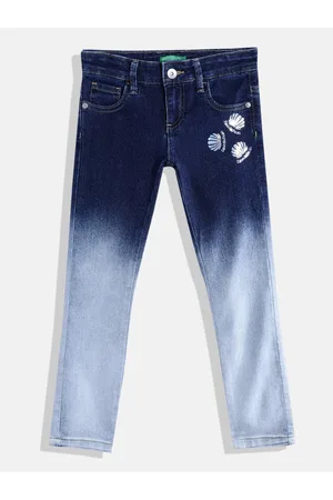 Benetton Girls Slim Fit Ombre Effect Heavy Fade Stretchable Jeans