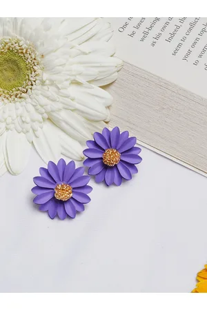 BeWitched Purple & Yellow Contemporary Studs Earrings