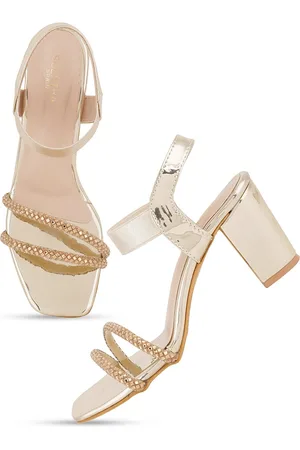 Scentra Embellished Party Block Heels With Backstrap