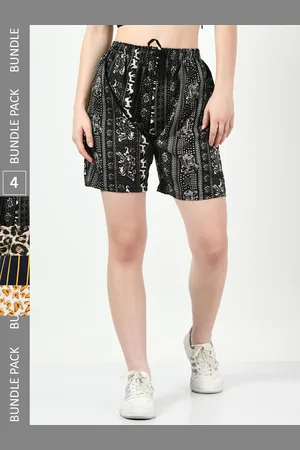 BAESD Women Pack Of 4 Printed High-Rise Regular Shorts