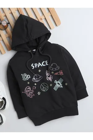 BUMZEE Boys Graphic Printed Hooded Cotton Pullover