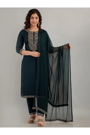 Charu Floral Embroidered Sequinned Kurta WIth Trousers & Dupatta