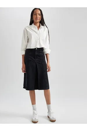 DeFacto Pure Cotton Straight Knee Length Skirt