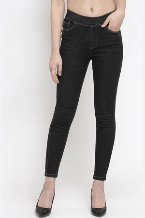 Gipsy Women Black Regular Fit Mid-Rise Solid Denim Jeggings