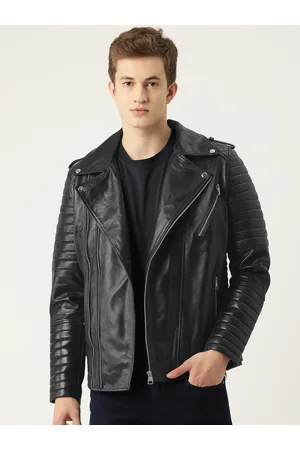 Mens Classic Genuine Leather Jacket With Strap On Collar – Nomad Nappa