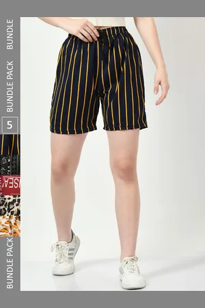 BAESD Women Multicoloured Striped Checked High-Rise Shorts