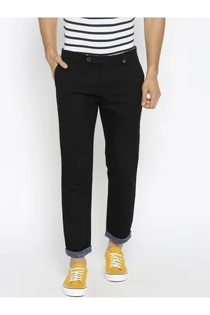 CAMLA Men Black Regular Fit Solid Trousers