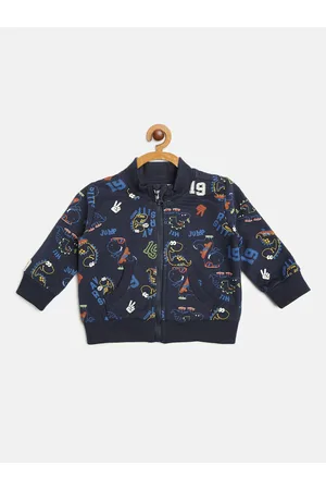 chicco Boys Navy Blue Printed Cotton Sweatshirt