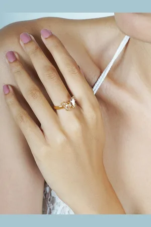 Joker & Witch Women Gold-Toned & White Mabel Butterfly Stone Finger Ring