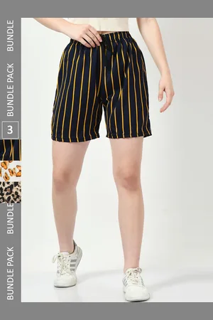 BAESD Women Pack Of 3 Striped High-Rise Regular Shorts