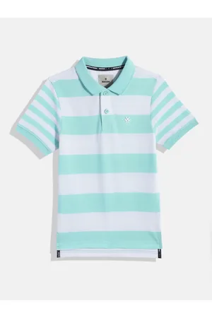 WROGN Boys Striped Polo Collar Knitted Slim Fit T-shirt