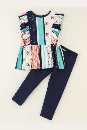 CrayonFlakes Girls Printed Top With Leggings