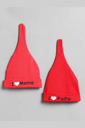 EL REGALO Unisex Kids Red & Black Pack Of 2 Beanie