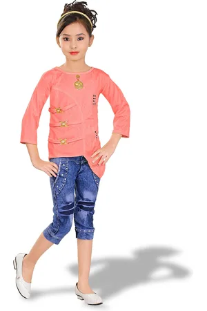 BAESD Girls Embellished Detail Top with Denim Capris