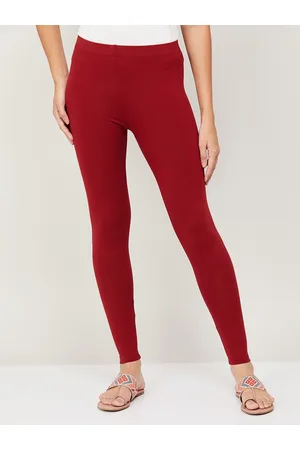 Lifestyle Women Red Solid Ankle-Length Leggings