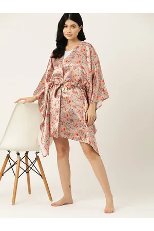 ETC Women Floral Print Kaftan Robe with Belt