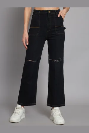 BAESD Women High-Rise Flared Slash Knee Stretchable Jeans