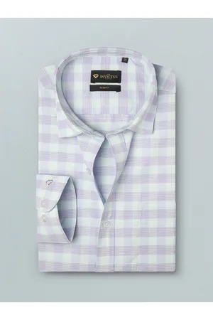 Invictus Men Easy Care Blue Micro Checks Checked Sustainable Formal Shirt