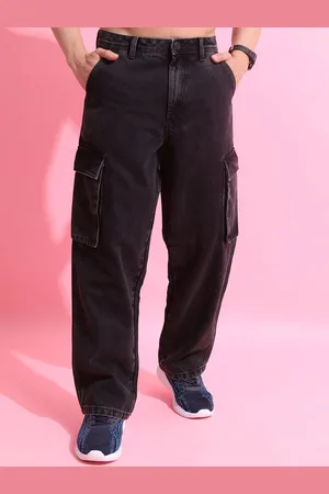 Highlander Men Mid-Rise Straight Fit Light Fade Clean Look Cargo Jeans