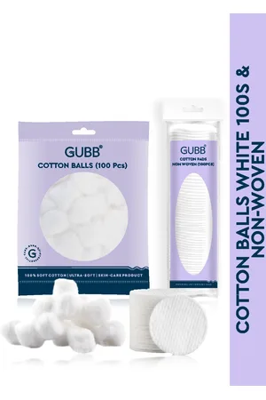 GUBB Set of Cotton Balls & Non Woven Cotton Pads for Makeup Remover - 100 Pcs Each