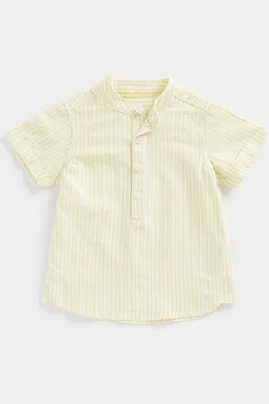 Mothercare Kids Striped Henley Neck Pure Cotton T-shirt