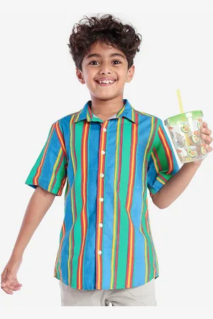 BONKIDS Boys Standard Candy Striped Cotton Casual Shirt